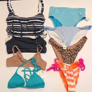 NWT Lot Of Aerie Bikini Separates Tops And Bottoms Mismatched Sets Sz M Medium 8